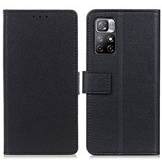 Leather Case Stands Flip Cover Holder M08L for Xiaomi Poco M4 Pro 5G Black
