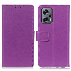 Leather Case Stands Flip Cover Holder M08L for Xiaomi Poco X4 GT 5G Purple