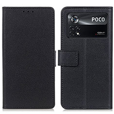 Leather Case Stands Flip Cover Holder M08L for Xiaomi Poco X4 Pro 5G Black