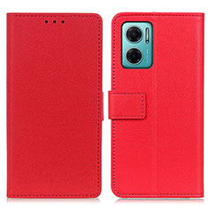 Leather Case Stands Flip Cover Holder M08L for Xiaomi Redmi 10 5G Red