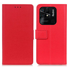 Leather Case Stands Flip Cover Holder M08L for Xiaomi Redmi 10 India Red