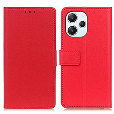 Leather Case Stands Flip Cover Holder M08L for Xiaomi Redmi 12 4G Red