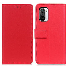 Leather Case Stands Flip Cover Holder M08L for Xiaomi Redmi K40 Pro 5G Red