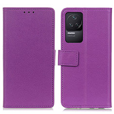 Leather Case Stands Flip Cover Holder M08L for Xiaomi Redmi K50 Pro 5G Purple