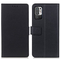Leather Case Stands Flip Cover Holder M08L for Xiaomi Redmi Note 10 5G Black
