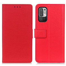 Leather Case Stands Flip Cover Holder M08L for Xiaomi Redmi Note 10 5G Red