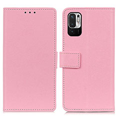 Leather Case Stands Flip Cover Holder M08L for Xiaomi Redmi Note 10 JE 5G Pink