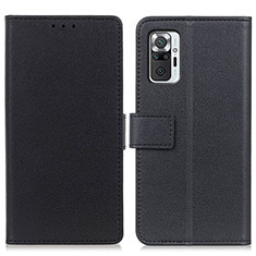 Leather Case Stands Flip Cover Holder M08L for Xiaomi Redmi Note 10 Pro 4G Black