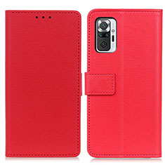 Leather Case Stands Flip Cover Holder M08L for Xiaomi Redmi Note 10 Pro 4G Red