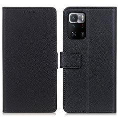 Leather Case Stands Flip Cover Holder M08L for Xiaomi Redmi Note 10 Pro 5G Black