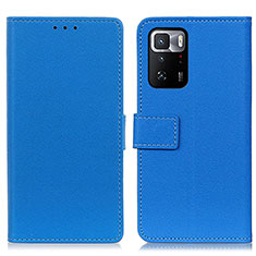 Leather Case Stands Flip Cover Holder M08L for Xiaomi Redmi Note 10 Pro 5G Blue