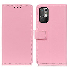 Leather Case Stands Flip Cover Holder M08L for Xiaomi Redmi Note 10T 5G Pink