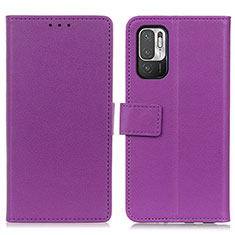 Leather Case Stands Flip Cover Holder M08L for Xiaomi Redmi Note 10T 5G Purple