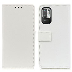 Leather Case Stands Flip Cover Holder M08L for Xiaomi Redmi Note 10T 5G White