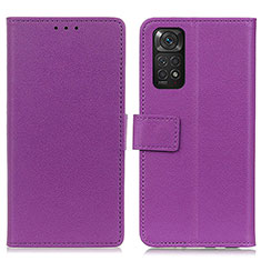 Leather Case Stands Flip Cover Holder M08L for Xiaomi Redmi Note 11 4G (2022) Purple