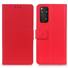 Leather Case Stands Flip Cover Holder M08L for Xiaomi Redmi Note 11 4G (2022) Red