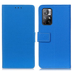 Leather Case Stands Flip Cover Holder M08L for Xiaomi Redmi Note 11 5G Blue