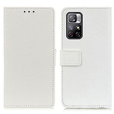 Leather Case Stands Flip Cover Holder M08L for Xiaomi Redmi Note 11 5G White