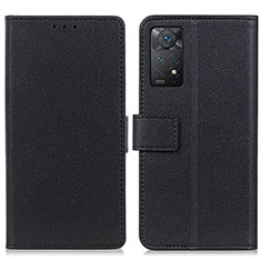 Leather Case Stands Flip Cover Holder M08L for Xiaomi Redmi Note 11 Pro 4G Black