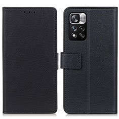 Leather Case Stands Flip Cover Holder M08L for Xiaomi Redmi Note 11 Pro+ Plus 5G Black