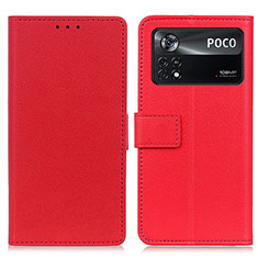 Leather Case Stands Flip Cover Holder M08L for Xiaomi Redmi Note 11E Pro 5G Red