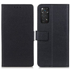 Leather Case Stands Flip Cover Holder M08L for Xiaomi Redmi Note 11S 4G Black