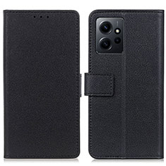 Leather Case Stands Flip Cover Holder M08L for Xiaomi Redmi Note 12 4G Black