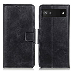 Leather Case Stands Flip Cover Holder M09L for Google Pixel 6a 5G Black