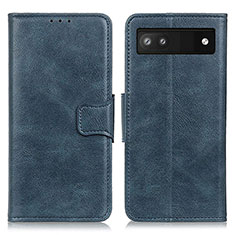 Leather Case Stands Flip Cover Holder M09L for Google Pixel 6a 5G Blue