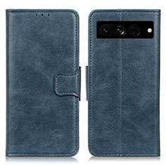 Leather Case Stands Flip Cover Holder M09L for Google Pixel 7 Pro 5G Blue