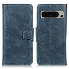 Leather Case Stands Flip Cover Holder M09L for Google Pixel 8 Pro 5G Blue