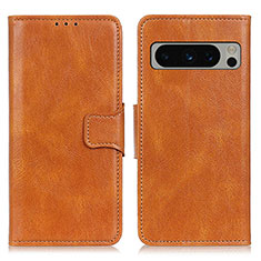 Leather Case Stands Flip Cover Holder M09L for Google Pixel 8 Pro 5G Brown