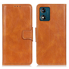 Leather Case Stands Flip Cover Holder M09L for Motorola Moto E13 Brown