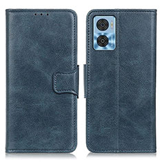 Leather Case Stands Flip Cover Holder M09L for Motorola Moto E22i Blue