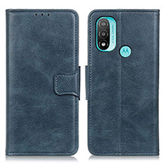 Leather Case Stands Flip Cover Holder M09L for Motorola Moto E30 Blue