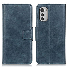 Leather Case Stands Flip Cover Holder M09L for Motorola Moto E32s Blue