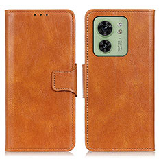 Leather Case Stands Flip Cover Holder M09L for Motorola Moto Edge (2023) 5G Brown