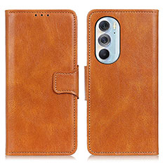 Leather Case Stands Flip Cover Holder M09L for Motorola Moto Edge X30 5G Brown