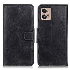 Leather Case Stands Flip Cover Holder M09L for Motorola Moto G32 Black