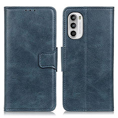 Leather Case Stands Flip Cover Holder M09L for Motorola MOTO G52 Blue