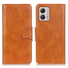 Leather Case Stands Flip Cover Holder M09L for Motorola Moto G53 5G Brown