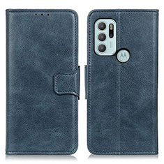 Leather Case Stands Flip Cover Holder M09L for Motorola Moto G60s Blue