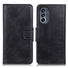 Leather Case Stands Flip Cover Holder M09L for Motorola Moto G62 5G Black