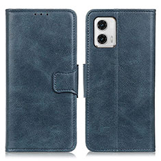 Leather Case Stands Flip Cover Holder M09L for Motorola Moto G73 5G Blue