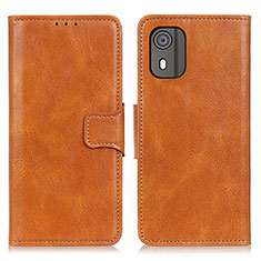 Leather Case Stands Flip Cover Holder M09L for Nokia C02 Brown