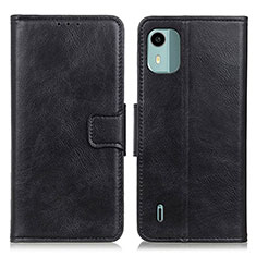 Leather Case Stands Flip Cover Holder M09L for Nokia C12 Black