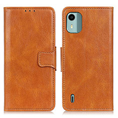 Leather Case Stands Flip Cover Holder M09L for Nokia C12 Plus Brown