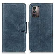 Leather Case Stands Flip Cover Holder M09L for Nokia G21 Blue