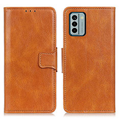 Leather Case Stands Flip Cover Holder M09L for Nokia G22 Brown