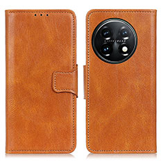 Leather Case Stands Flip Cover Holder M09L for OnePlus 11 5G Brown